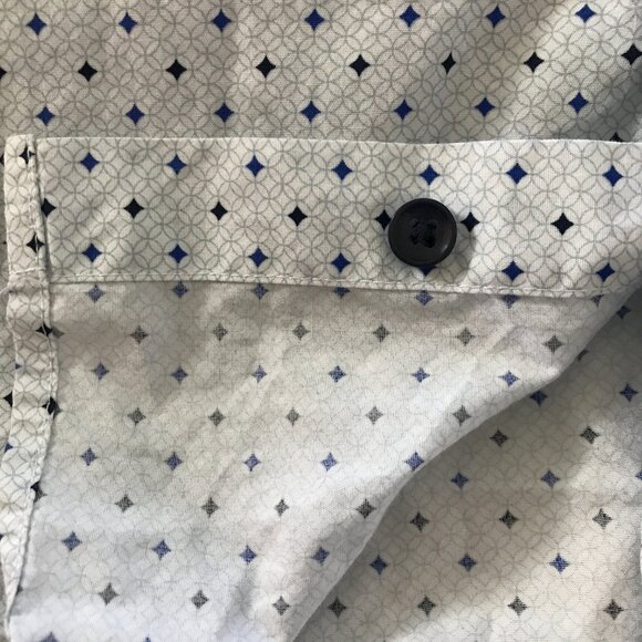 Tasso Elba Shirt Men L Blue Geometric Button Up Pocket Short Sleeve Collared - Picture 11 of 12